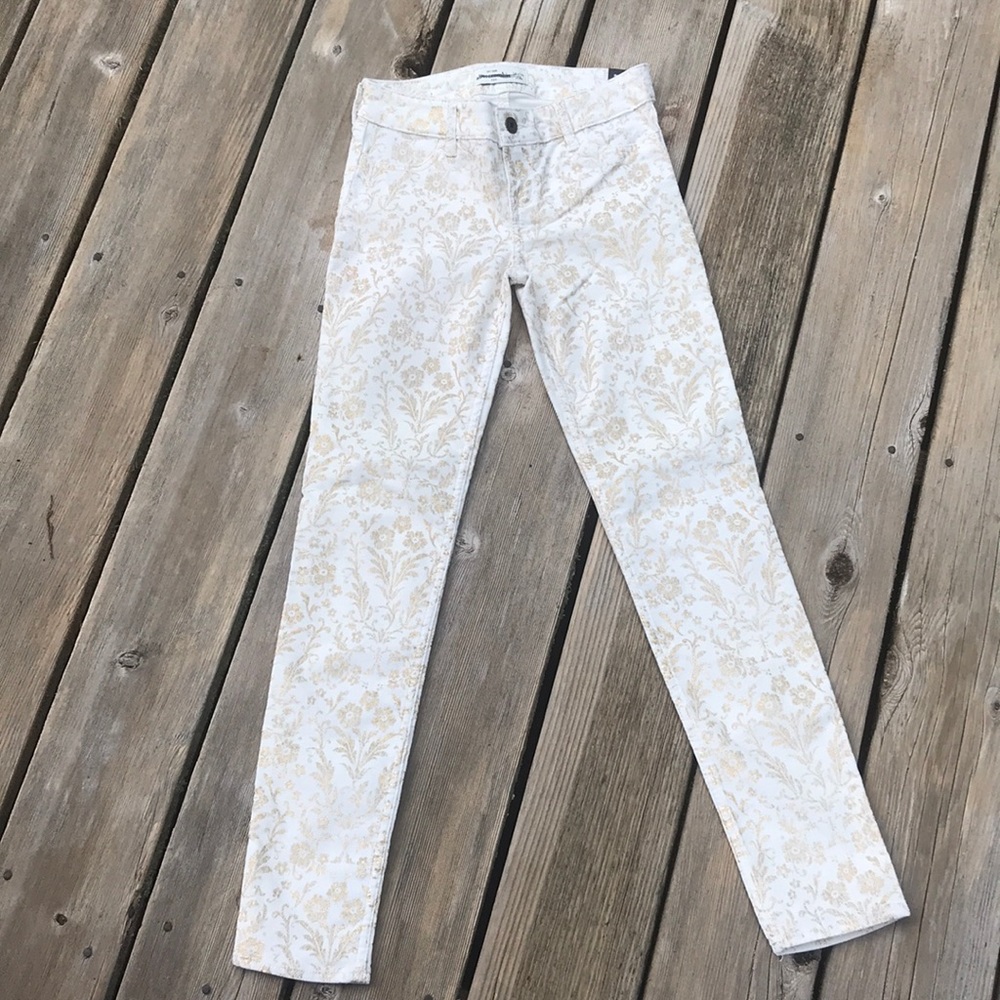 Gold floral patterned Abercrombie pants